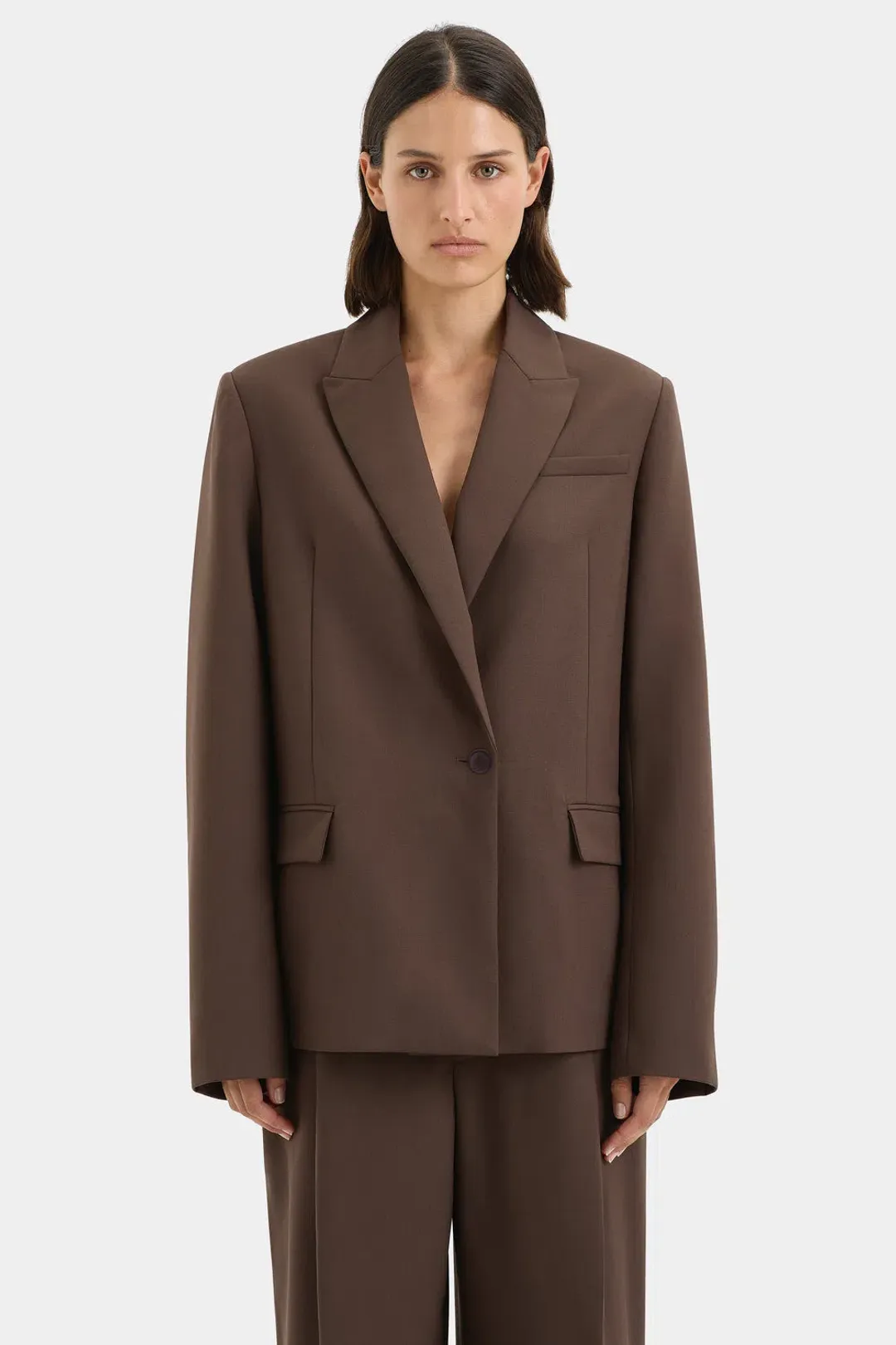 Sir the Label The Dylan Blazer Chocolate Size AU 6 for rent on The Volte - main image