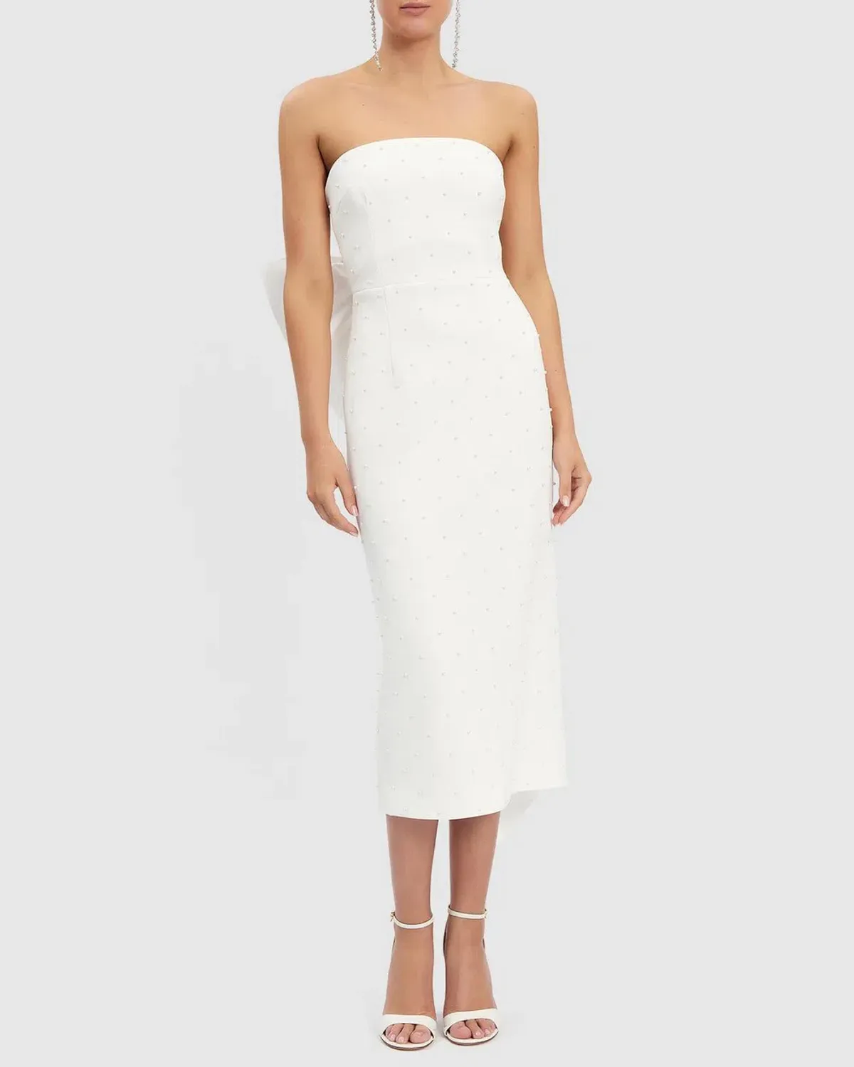 Rebecca Vallance Perle Bow Midi Dress White Size AU 10 - Image 1