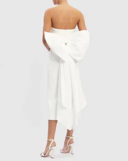 Rebecca Vallance Perle Bow Midi Dress White Size AU 10 for rent on The Volte - image 3