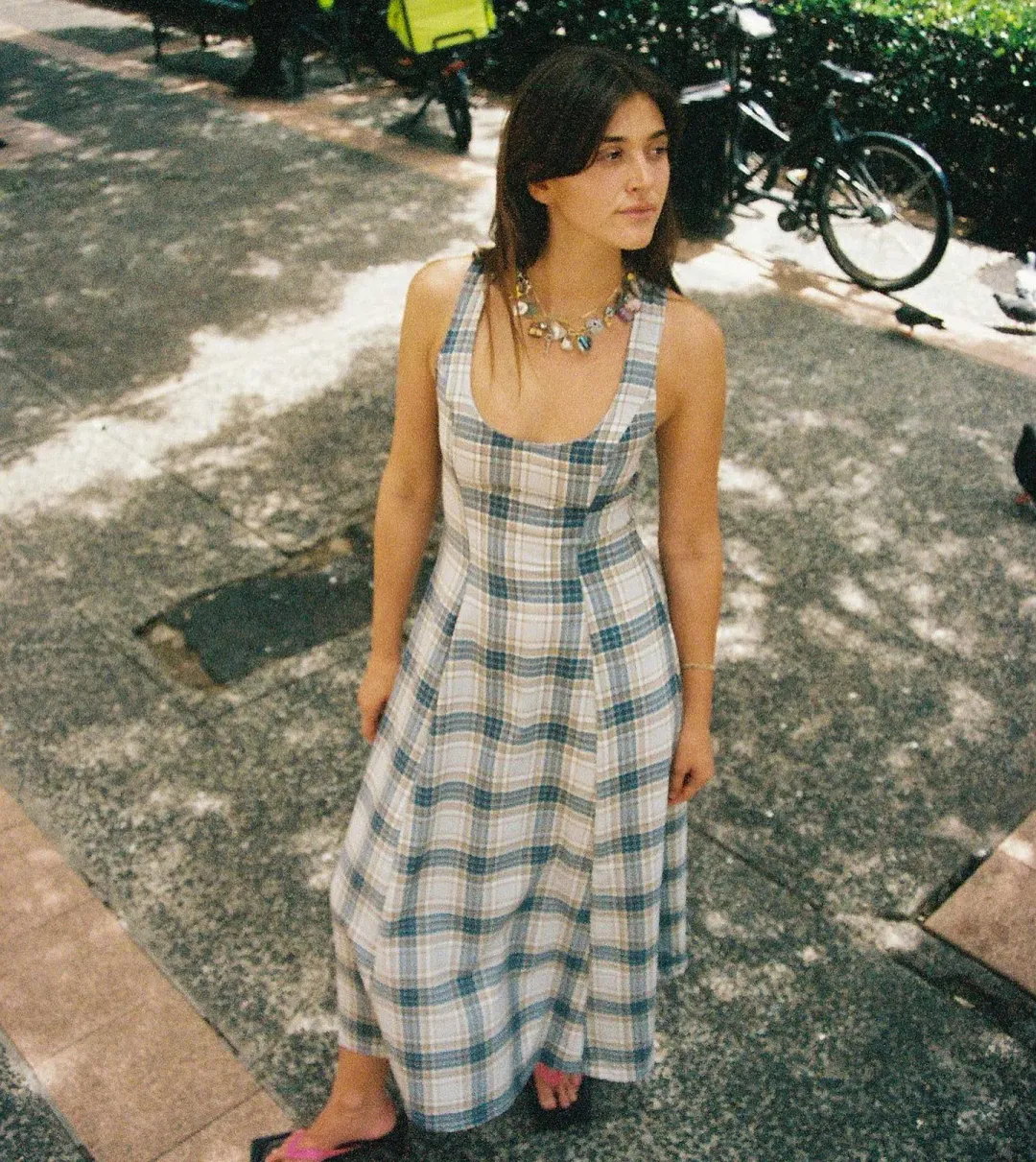 Katharina Lou Annabel Dress In Blue Beige Size 14 for rent on The Volte - main image
