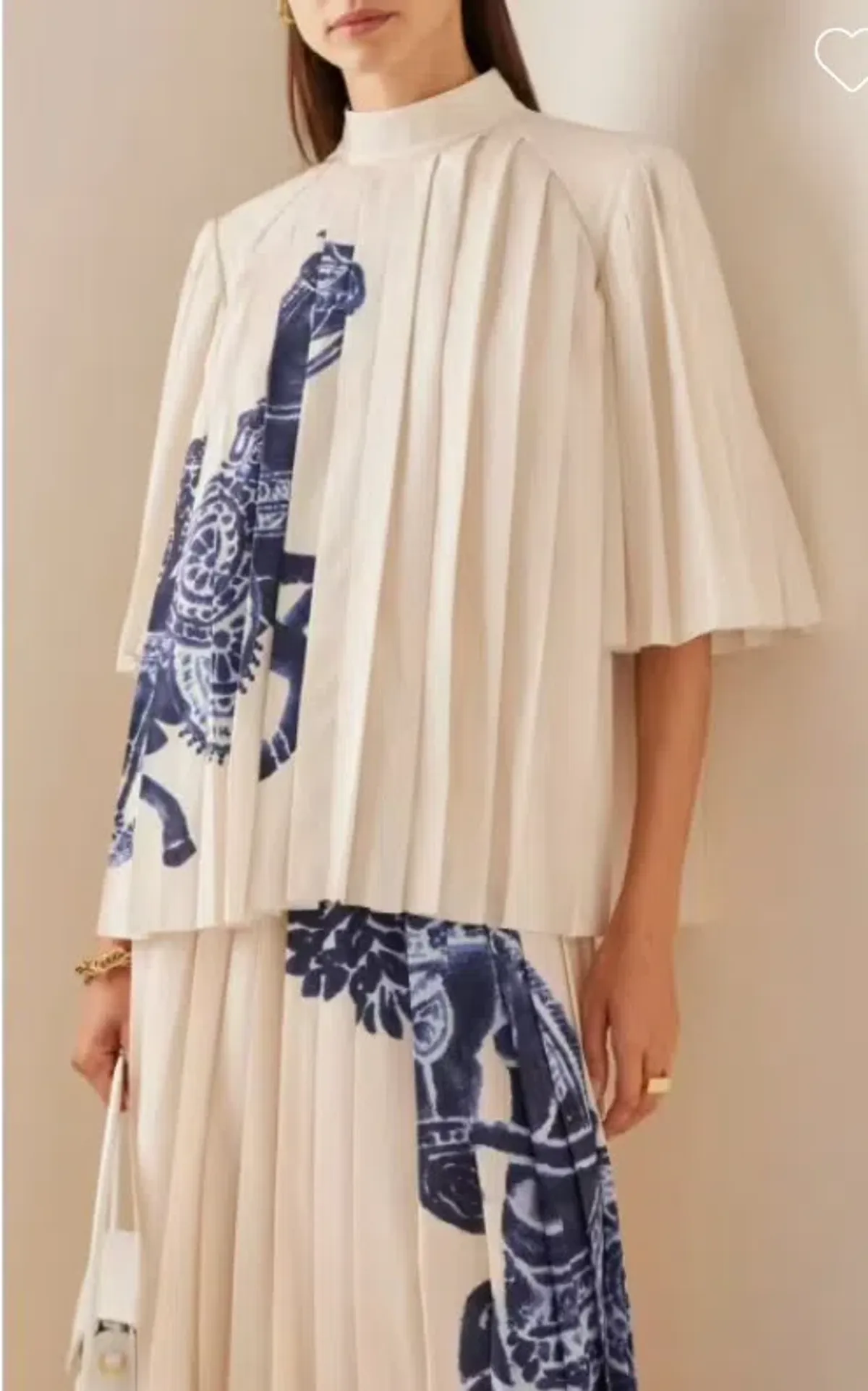 Alemais Rider Pleated Blouse Size AU 10 and Skirt Size AU 10 Set White Blue Print - Image 3