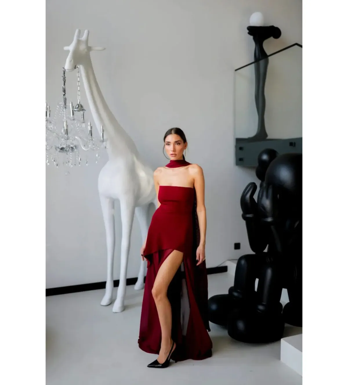 Matters Store Monaco Maxi Dress with Scarf Burgundy Size AU 8 - Image 4
