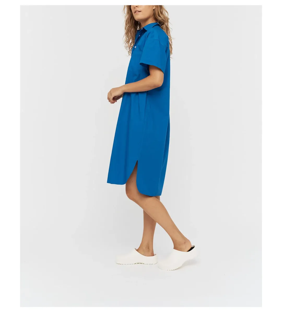 LMND Chiara Short Sleeve Shirt Knee-Length Dress Blue Size AU 8 for rent on The Volte - main image