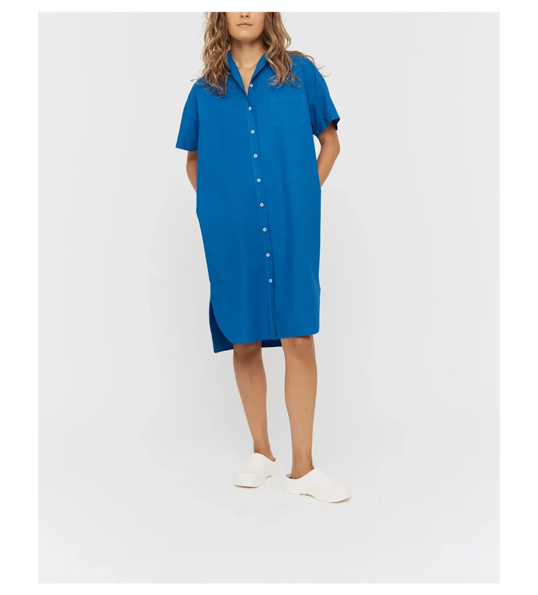 LMND Chiara Short Sleeve Shirt Knee-Length Dress Blue Size AU 8 for rent on The Volte - main image