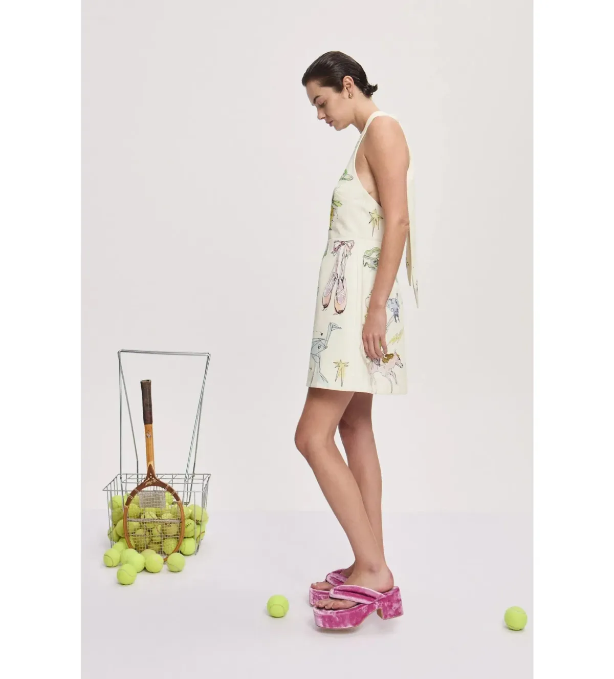 Alemais Court Mini Dress Cream Print Size AU 10 - Image 2