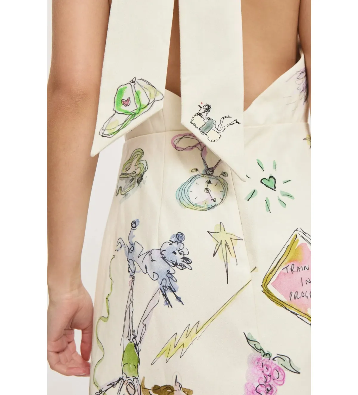 Alemais Court Mini Dress Cream Print Size AU 10 - Image 5