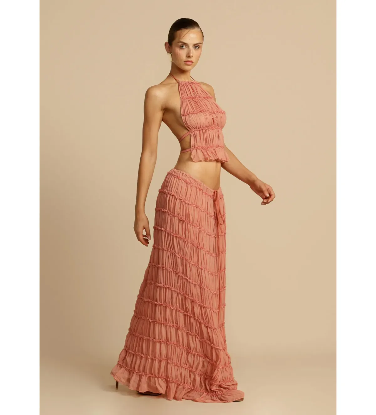 Arcina Ori Juliette Halter and Maxi Skirt Set Peach Size AU 10 - Image 2