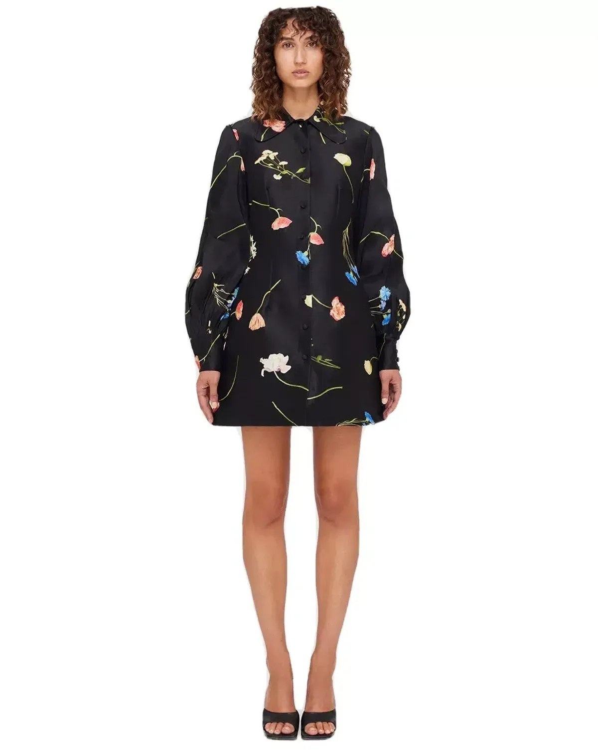 Leo Lin The Fields Linen Mini Dress Black Size 8 for rent on The Volte - main image