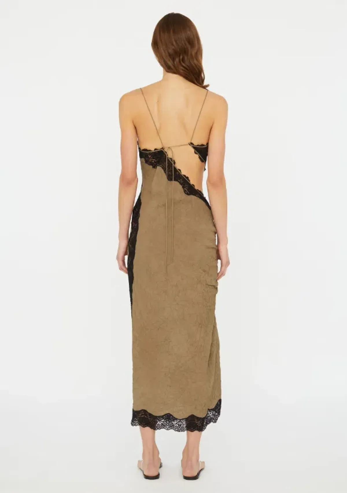 Christopher Esber Crimped Lace Cami Dress Eucalypt Black Size 6 - Image 2