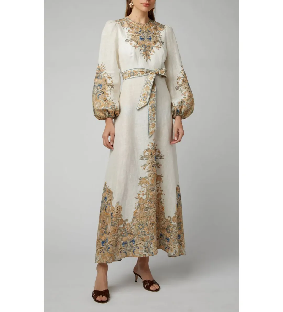 Zimmermann Freja Floral Paisley Dress Ivory Size 0/Au 8 for rent on The Volte - main image