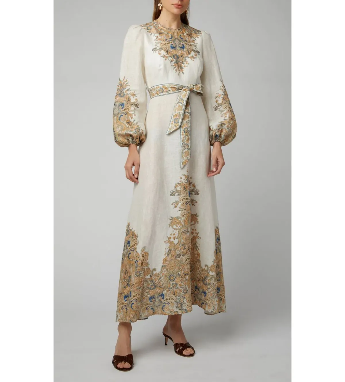 Zimmermann Freja Floral Paisley Dress Ivory Size 0/Au 8 - Image 1