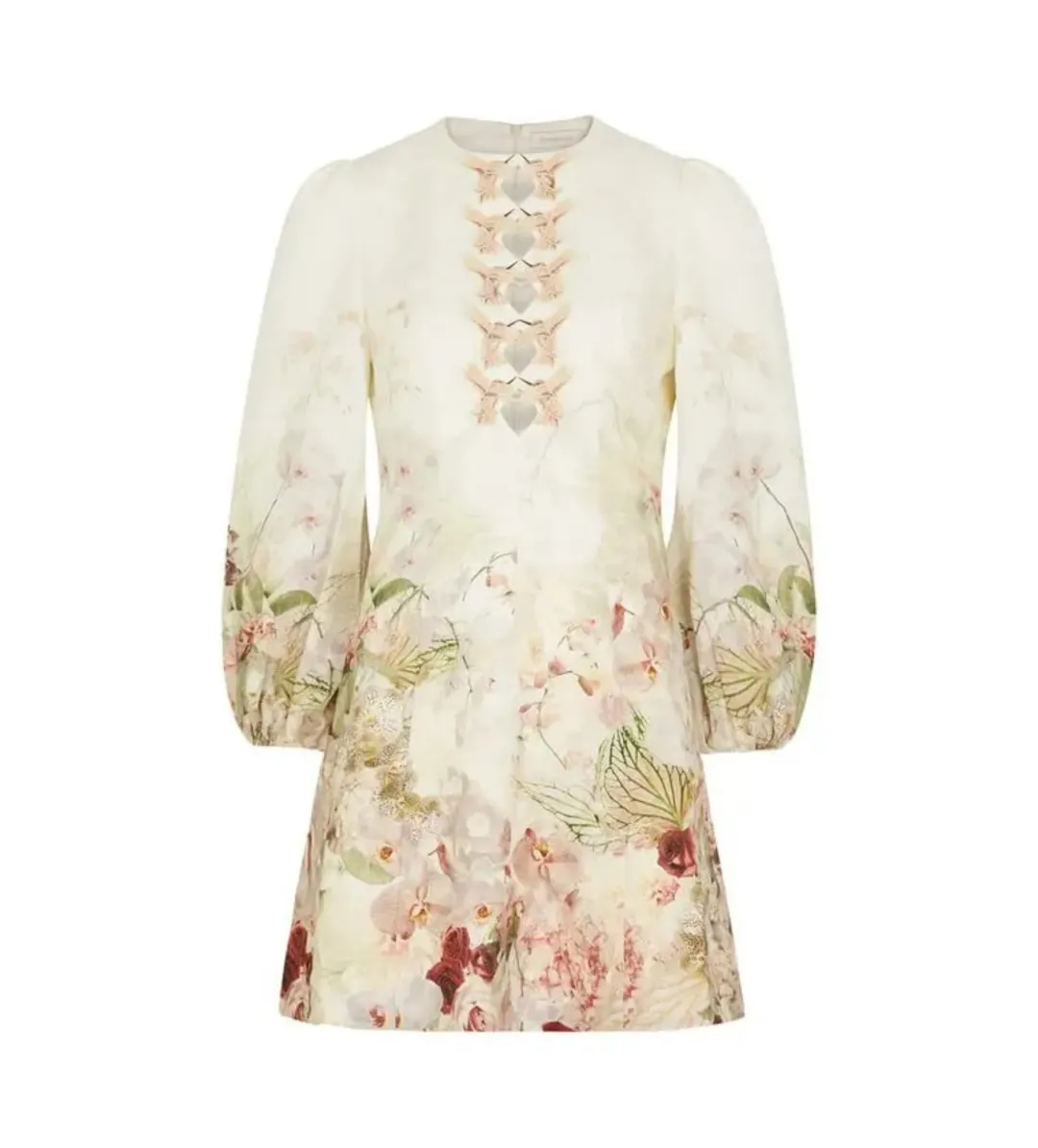 Zimmermann Dancer Hammingbird Linen Mini Dress Ivory Size 3/Au 14 for rent on The Volte - main image