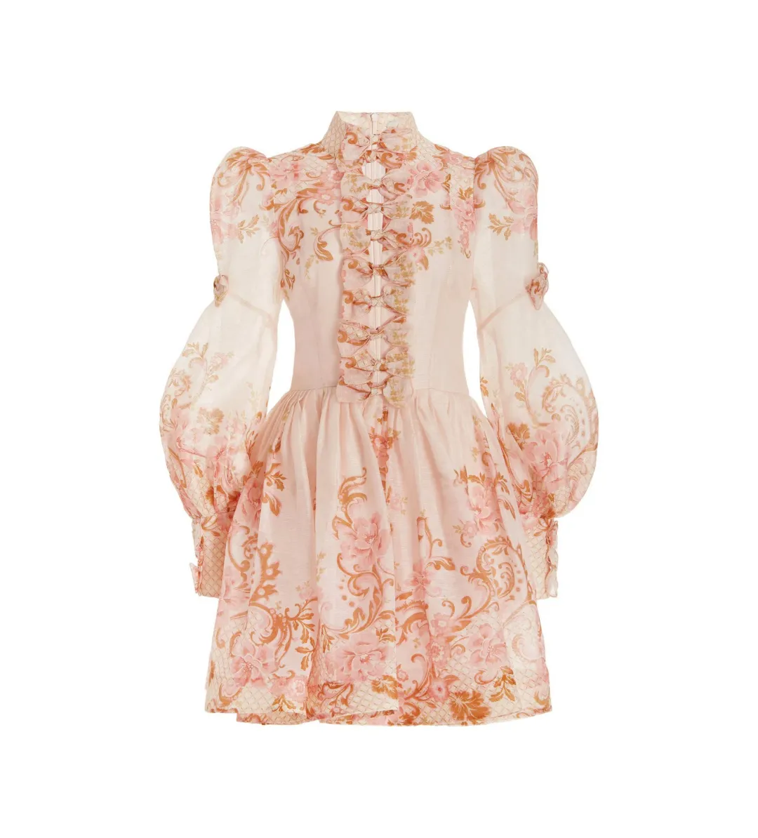 Zimmermann Postcard Bow Mini Dress Pink Swirl Floral Size 2 / AU 12 for rent on The Volte - main image