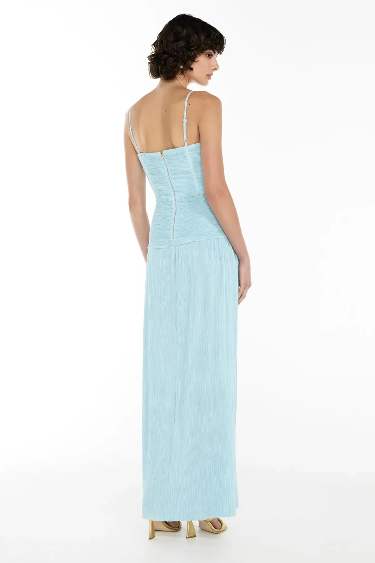 Manning Cartell Double Time Pleat Maxi Dress Aqua Spritz Blue Size 16 - Image 3
