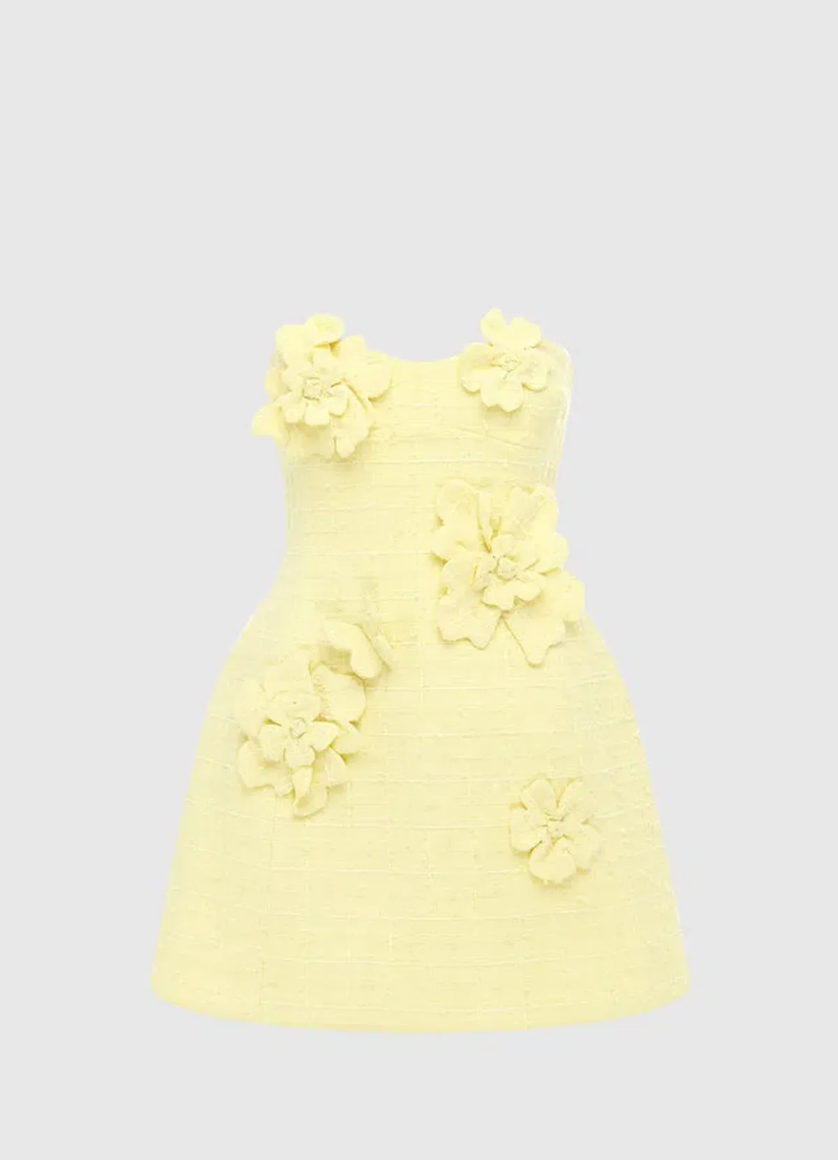 Leo Lin Rosario Tweed Petal Bustier Mini Dress Sorbet Yellow Size 10 - Image 2