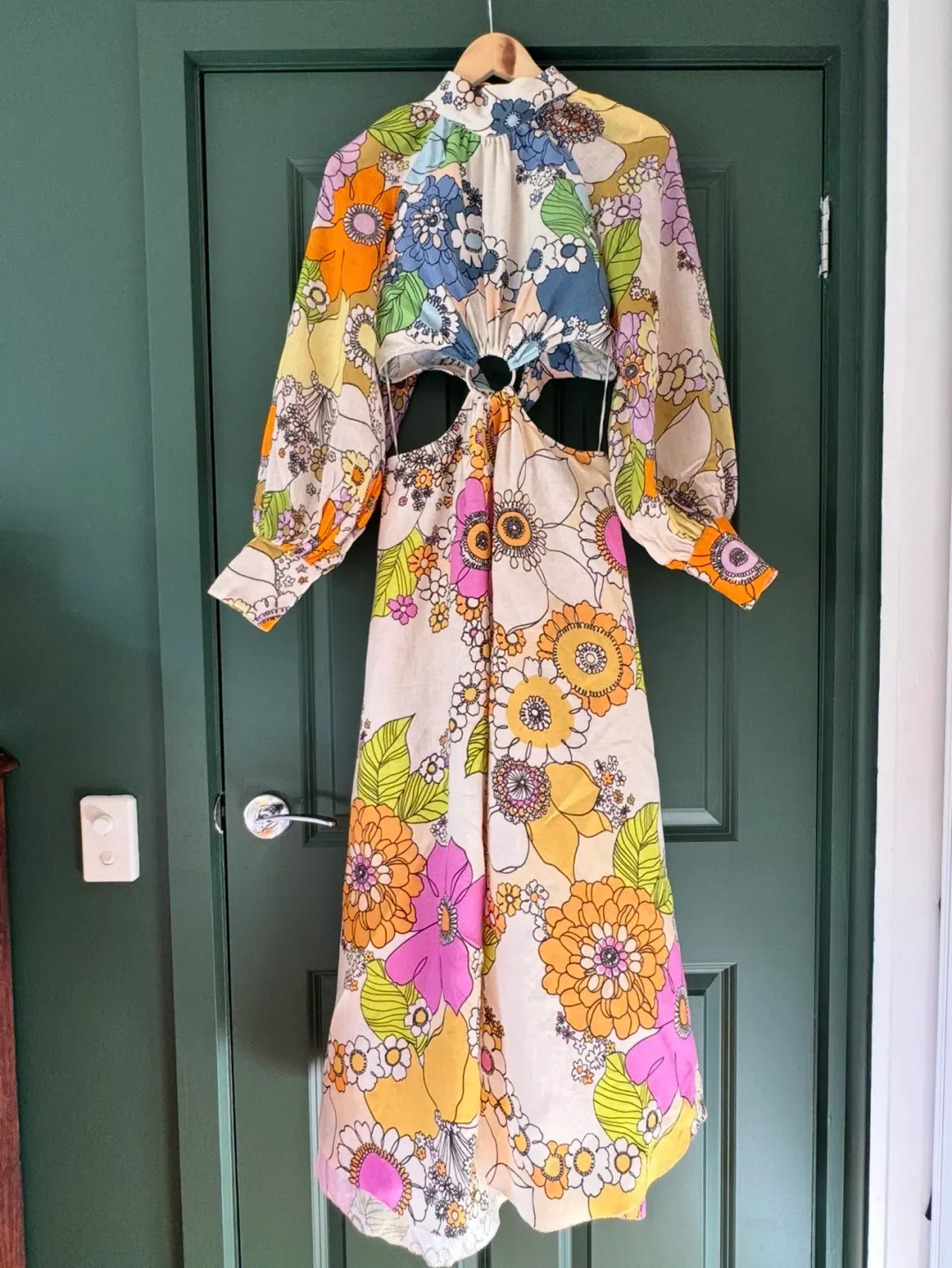 Alemais Farrah Cut Out Midi Dress Floral Size AU 12 for rent on The Volte - main image