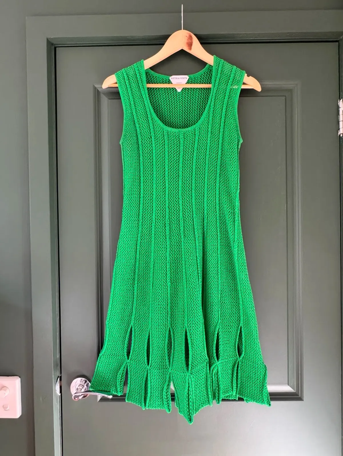 Bottega Veneta Mesh Knit Mini Dress in Bottega Green Size 12 - Image 1