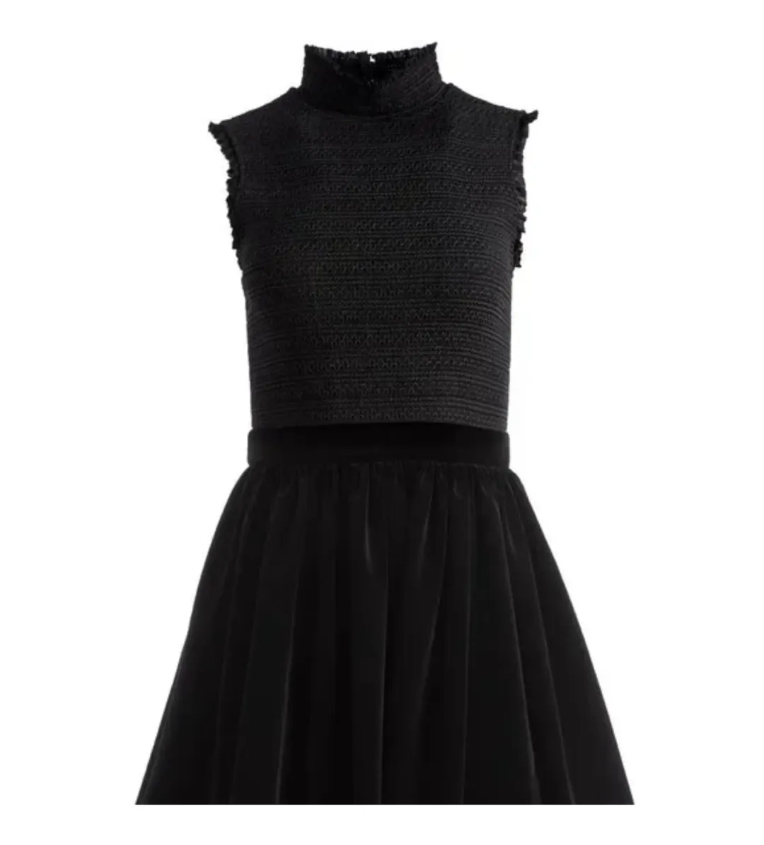 Alice & Olivia Barrett Shirred Crepe and Velvet Mini Dress Size AU 12 for rent on The Volte - main image