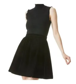 Alice & Olivia Barrett Shirred Crepe and Velvet Mini Dress Size AU 12 for rent on The Volte - image 4