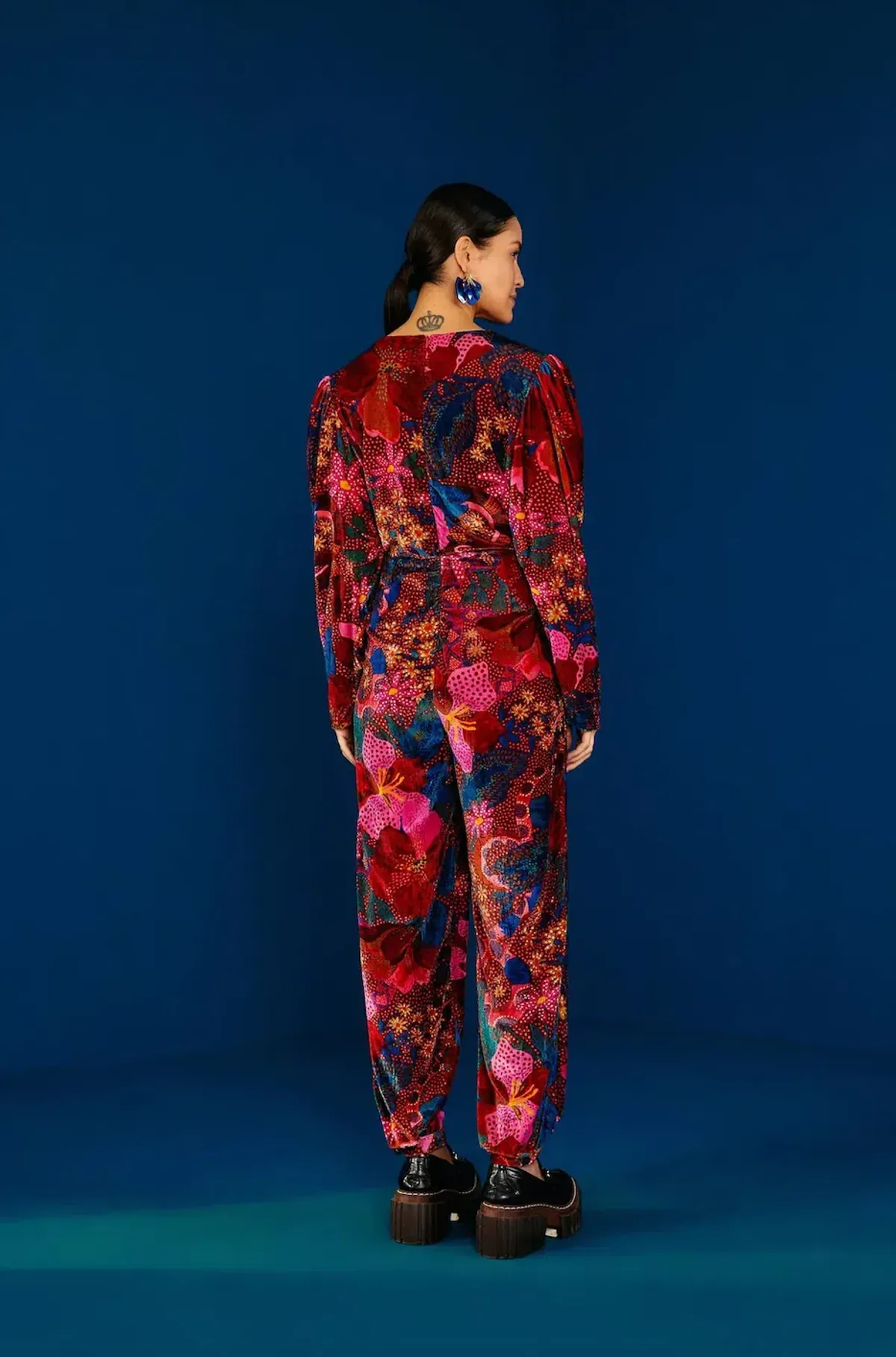 Farm Rio Snake Velvet Jumpsuit Garden Red Size 12/L - Image 7