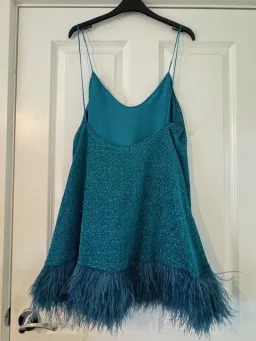 Oseree Lumiere Feather Trimmed Mini Dress Blue Size AU 10 for rent on The Volte - image 6