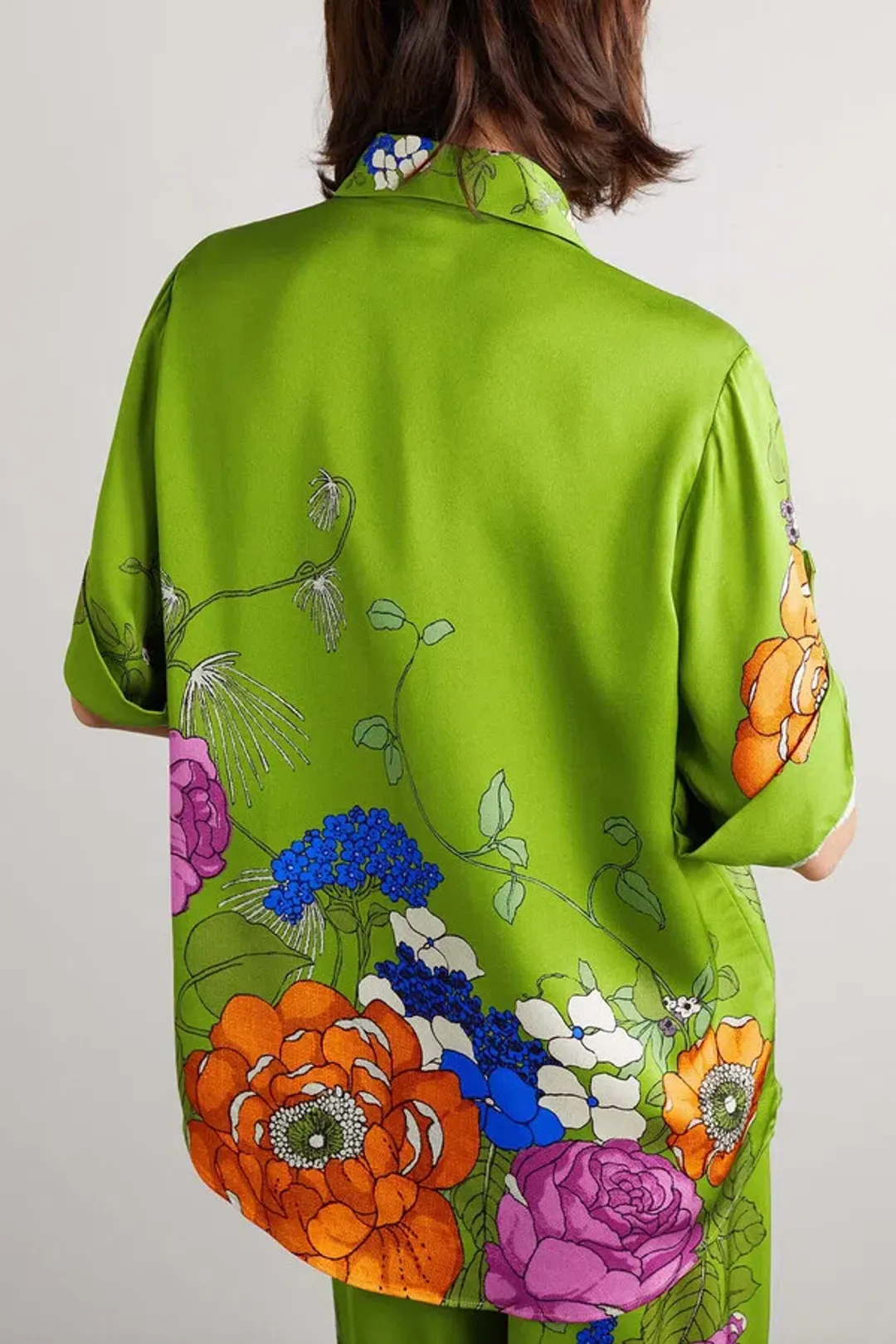 Alemais Olivia Shirt and Pant Set Green Floral Size 12 for rent on The Volte - main image
