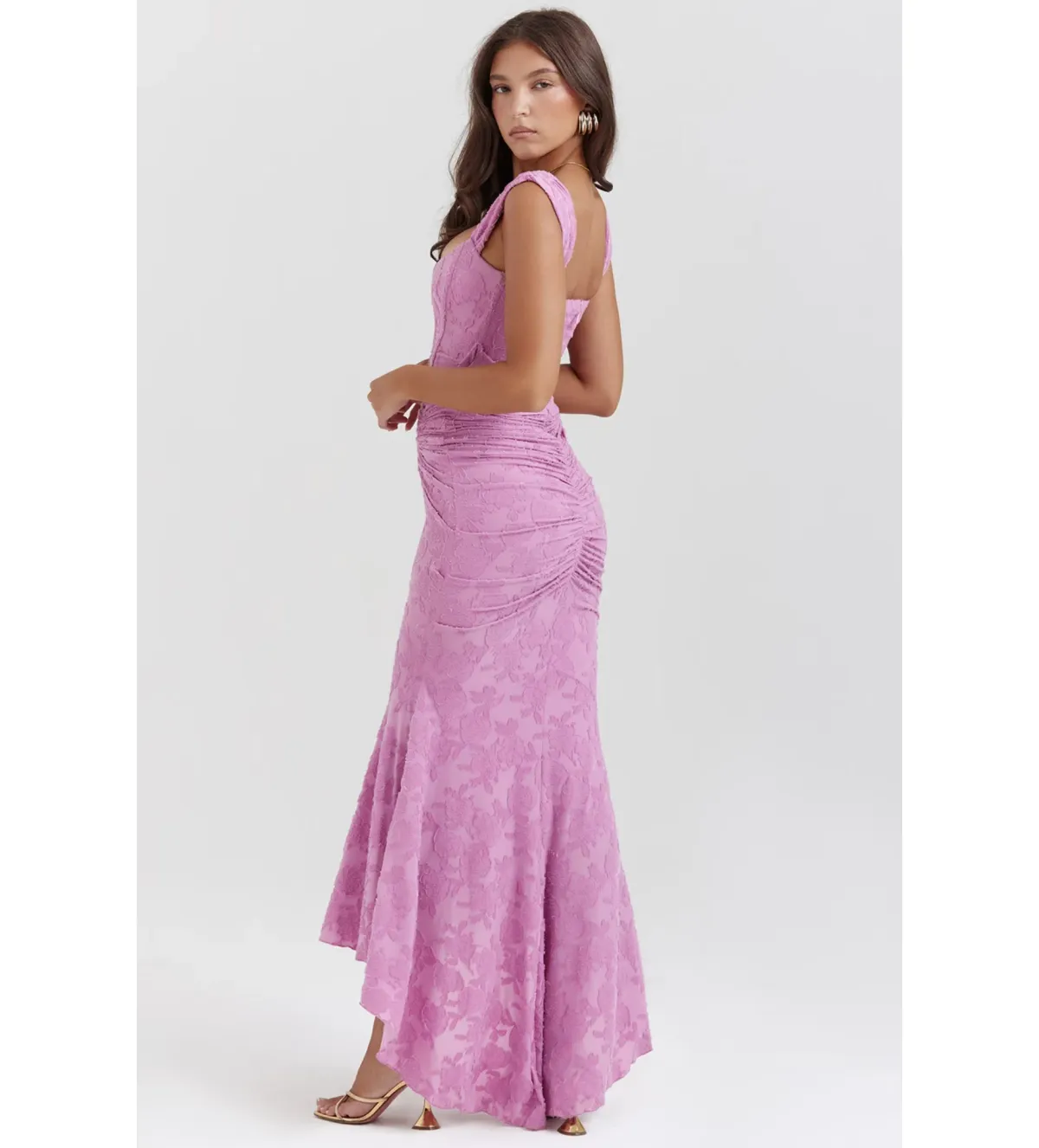 House of CB Cesca Maxi Dress Rose Pink Floral Size 8 - Image 4