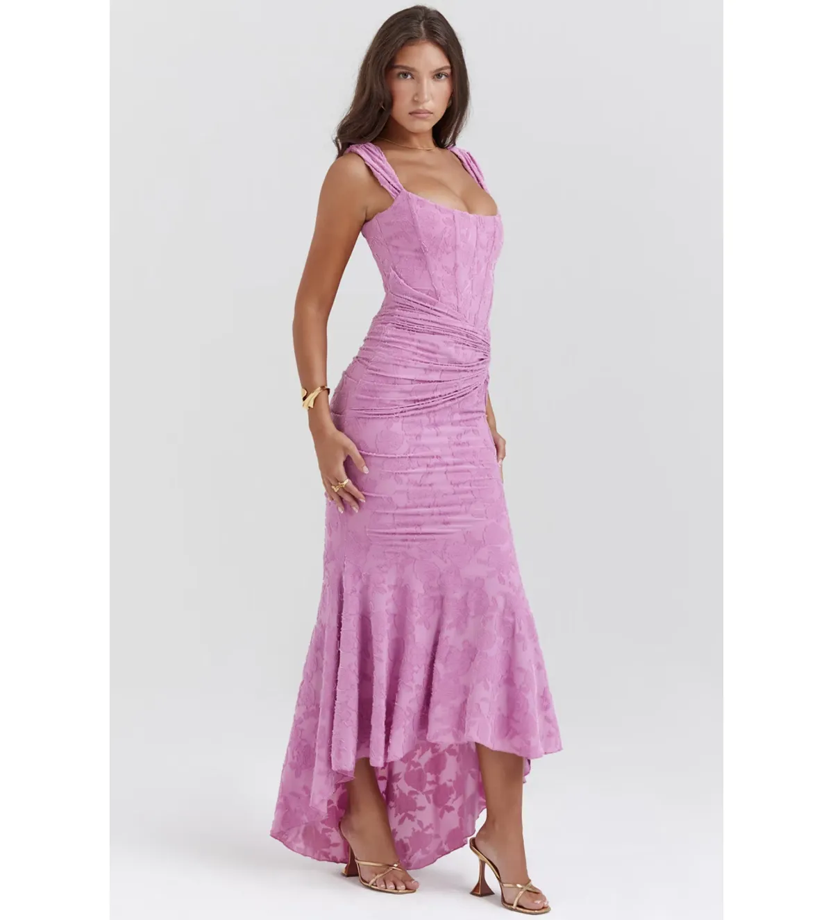 House of CB Cesca Maxi Dress Rose Pink Floral Size 8 - Image 3