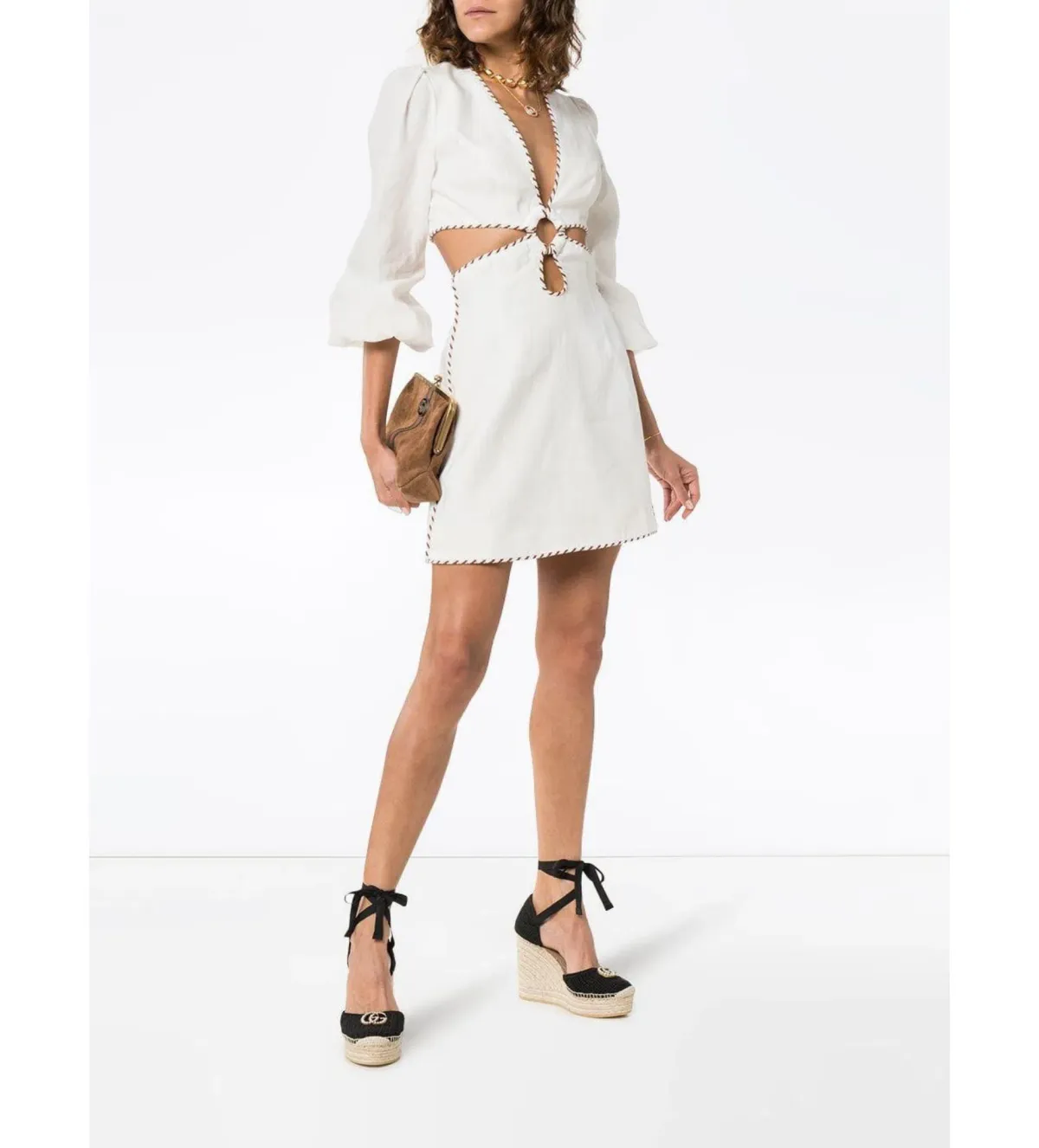 Zimmermann Corsnge Biaided Cut Out Mini Dress White Size 0/Au 8 - Image 1