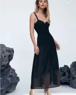 Scanlan Theodore Cotton Bralette Midi Dress Black Size 6 for rent on The Volte - image 5