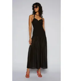 Scanlan Theodore Cotton Bralette Midi Dress Black Size 6 for rent on The Volte - image 1