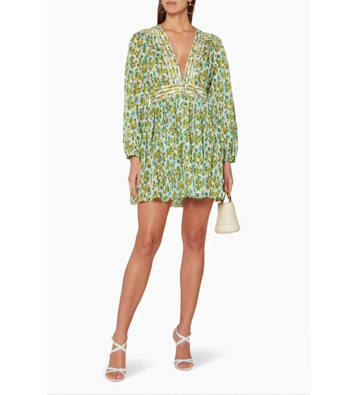 Zimmermann Golden Plisse Mini Dress Lemonade-Acid Floral-Print Size 0/Au 8 - Image 1