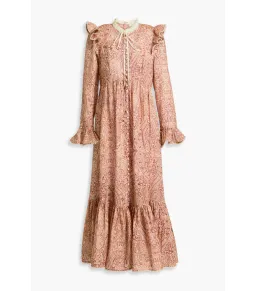 Zimmermann The Wonderland Frilled Midi Dress in Blush Paisley Size 4 / AU 16 for rent on The Volte - image 3