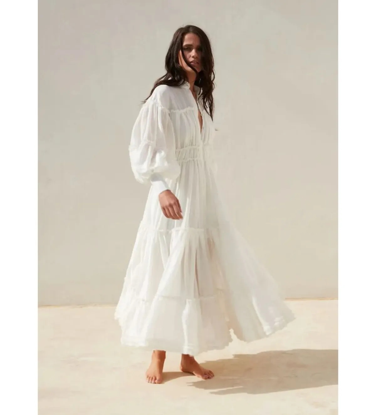 Mackenzie Mode Tiered Ruffle Dress White Size 14 - Image 1