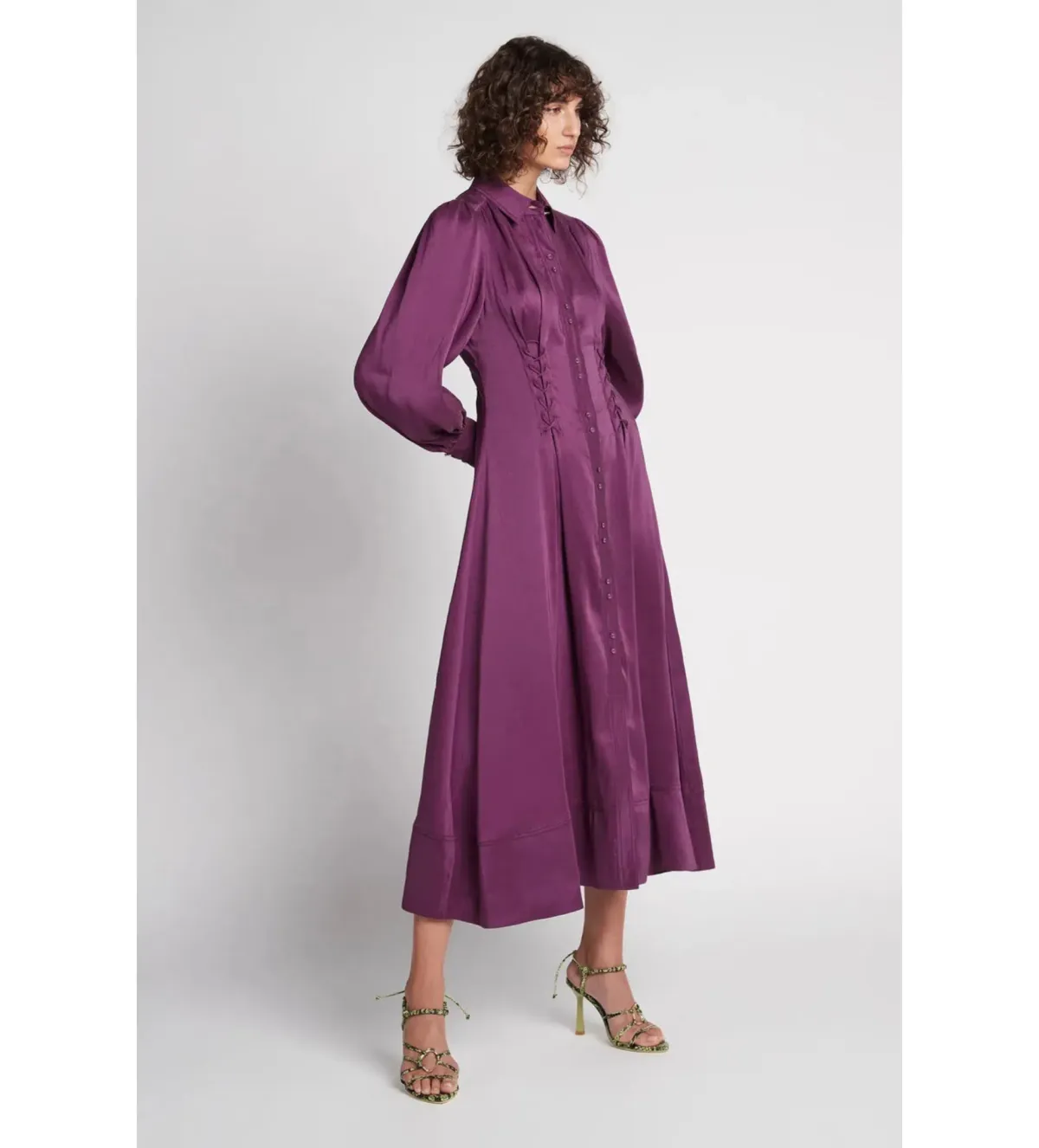 Aje Ephemera Lace Up Shirt Dress Purple Size 6 - Image 1