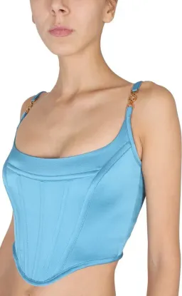 Versace Medusa Corset Top Blue Size AU 10 for rent on The Volte - image 2