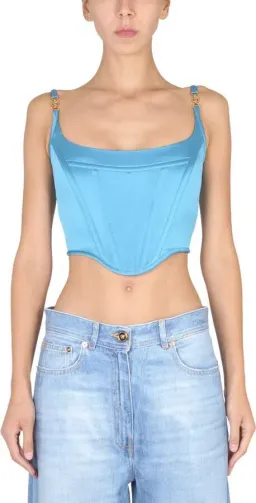 Versace Medusa Corset Top Blue Size AU 10 for rent on The Volte - image 1