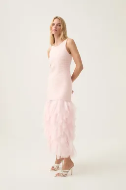 Aje Elations Knit Maxi Dress in Pastel Pink Size XS / AU 6 for rent on The Volte - image 2