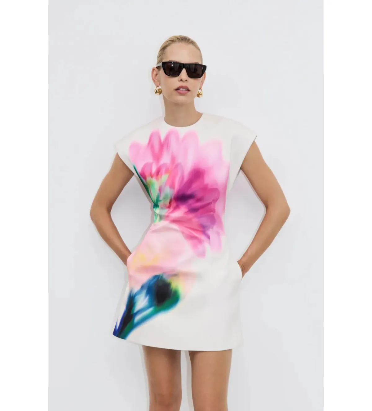 Rebecca Vallance Dahlia Blossom Mini Dress White Floral Size AU 8 - Image 2