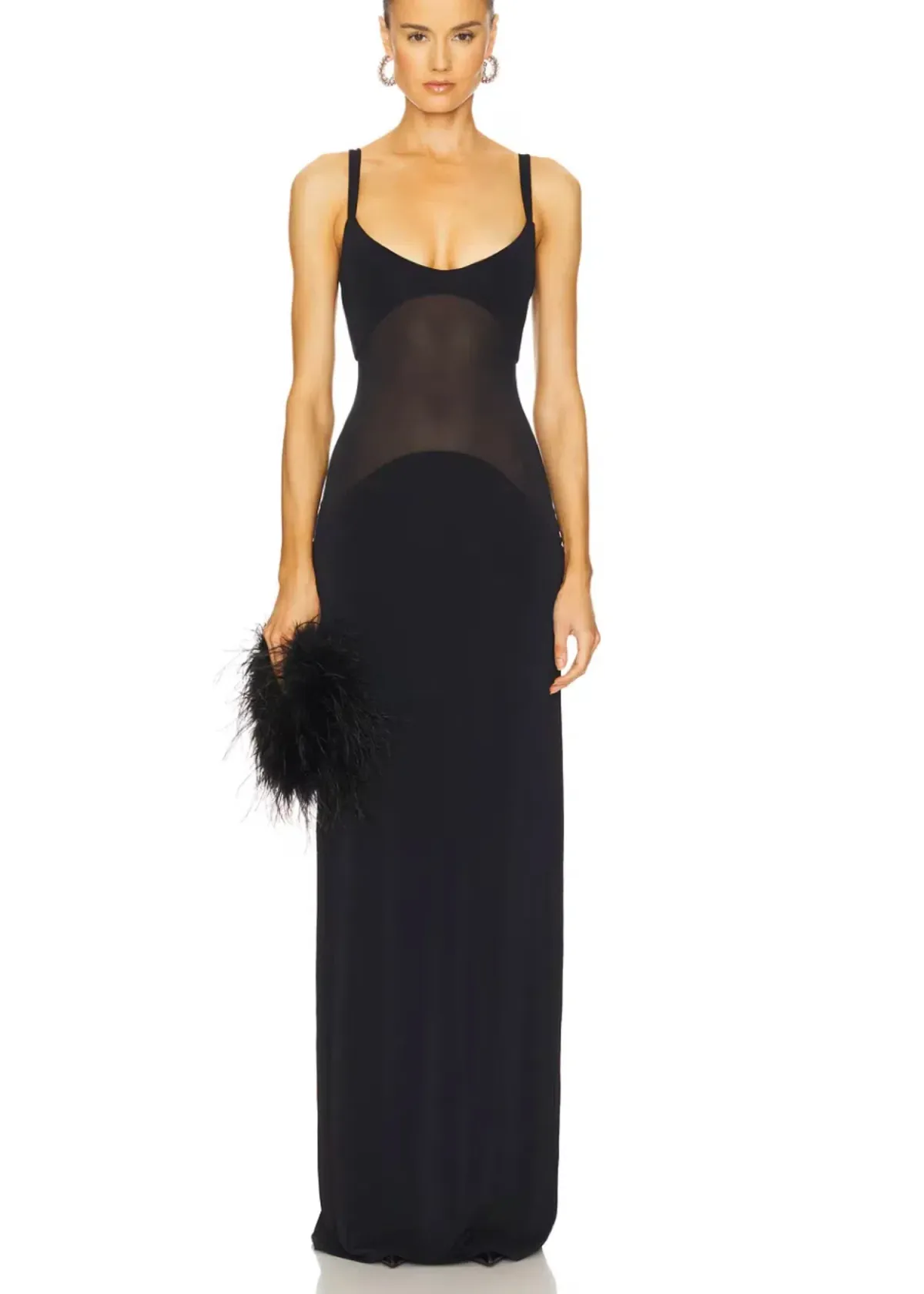 Helsa Sheer Knit Curve Maxi Dress in Black - Image 3