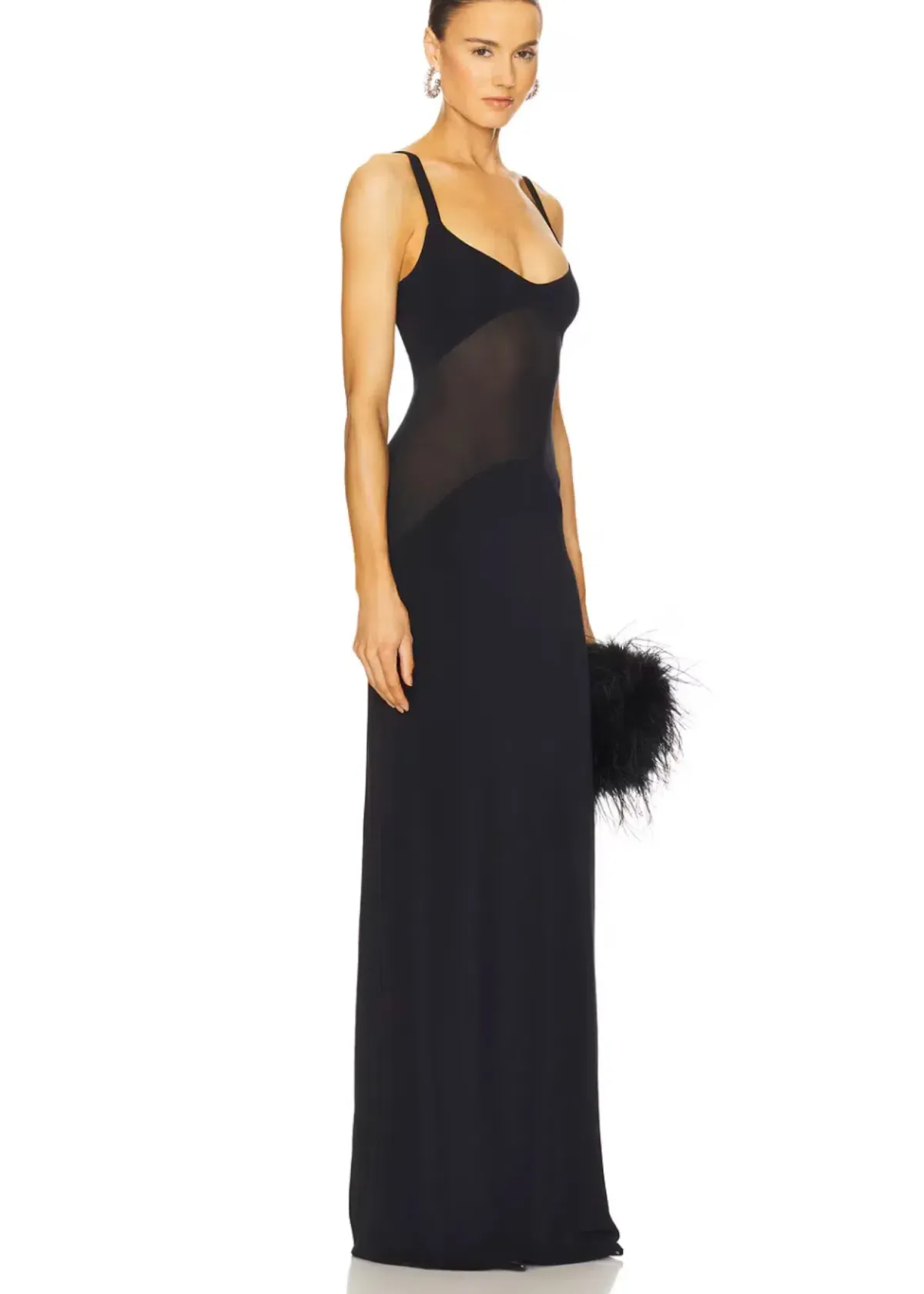 Helsa Sheer Knit Curve Maxi Dress in Black - Image 4
