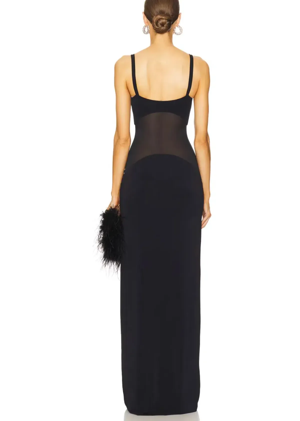 Helsa Sheer Knit Curve Maxi Dress in Black - Image 5
