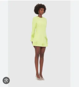 Leo Lin Long Sleeve Petal Mini Dress in Chartreuse Size AU 8 for rent on The Volte - image 3