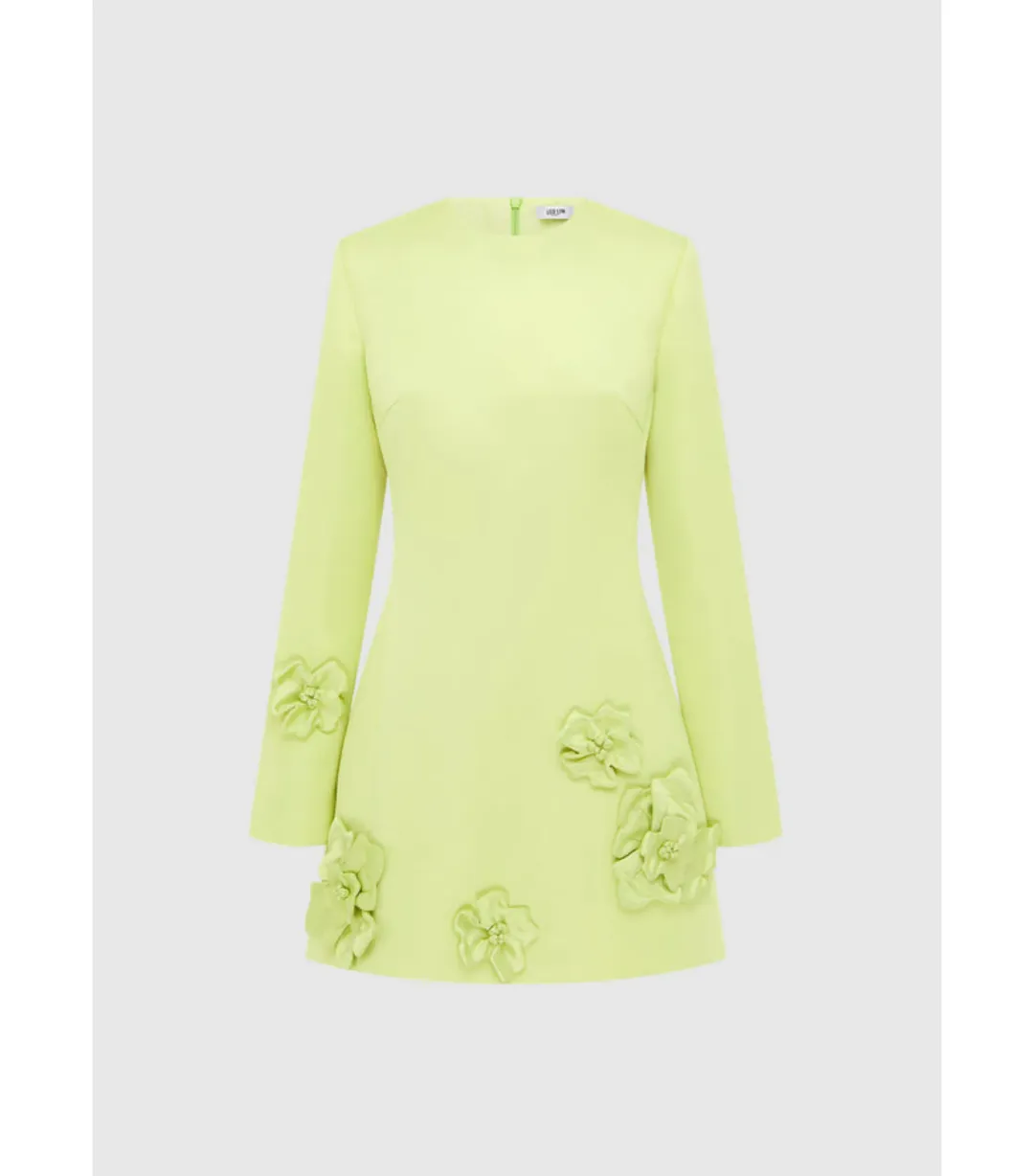 Leo Lin Long Sleeve Petal Mini Dress in Chartreuse Size AU 8 for rent on The Volte - main image