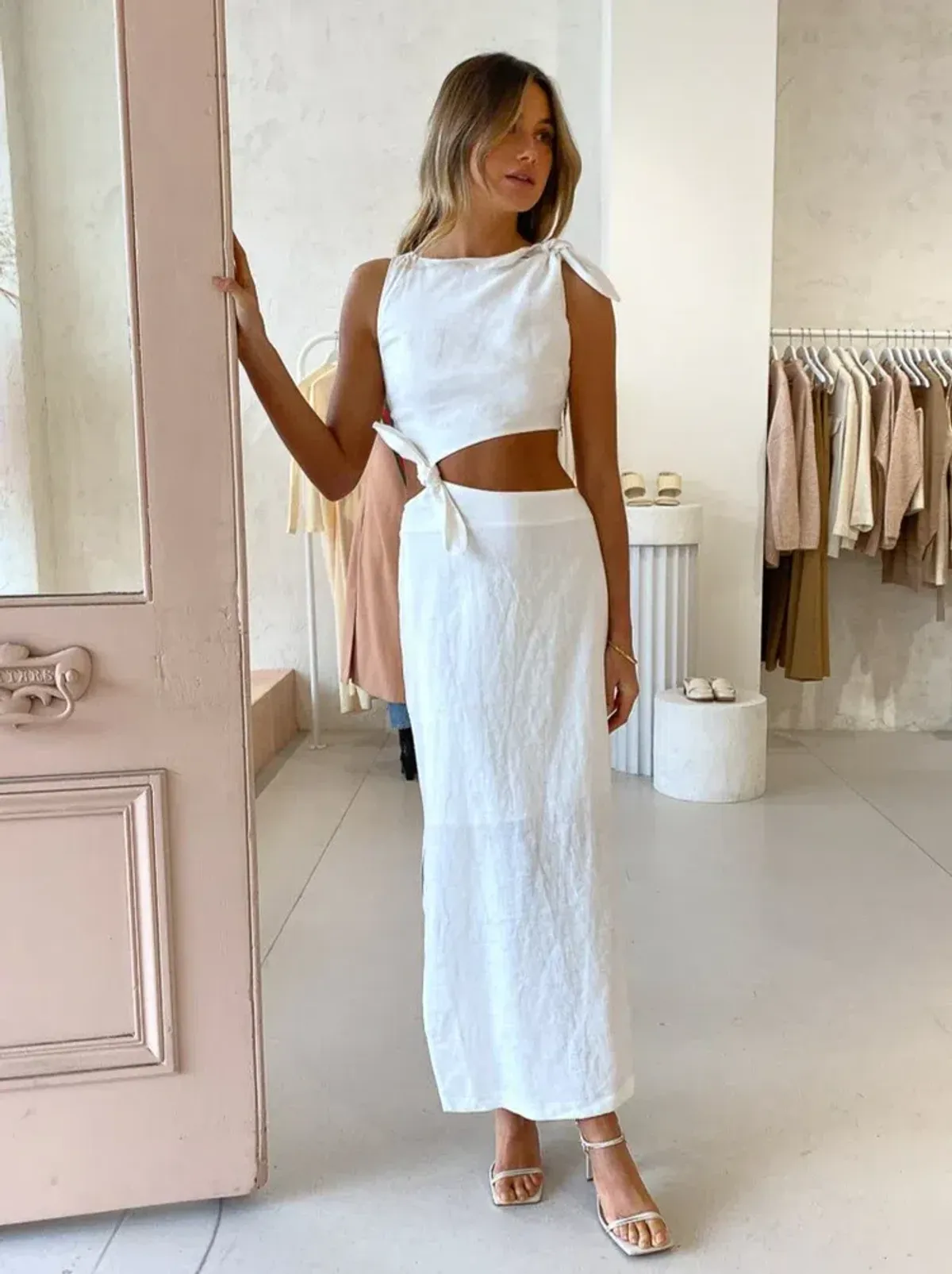 Sir Ambroise Knot Dress in Ivory Size AU 8 - Image 1
