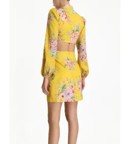 Zimmermann Zinnia Bow Cut Out Mini Dress Golden Floral Size 0/AU 8 for rent on The Volte - image 4