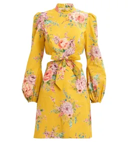 Zimmermann Zinnia Bow Cut Out Mini Dress Golden Floral Size 0/AU 8 for rent on The Volte - image 7