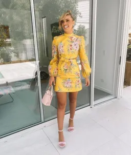 Zimmermann Zinnia Bow Cut Out Mini Dress Golden Floral Size 0/AU 8 for rent on The Volte - image 1