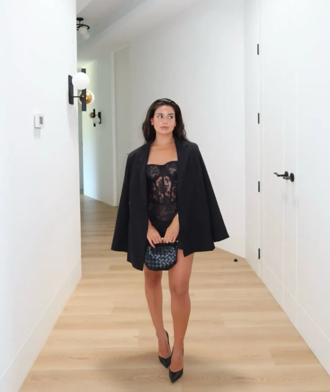 NBD Collette Lace Mini Dress Black Size 6 for rent on The Volte - main image