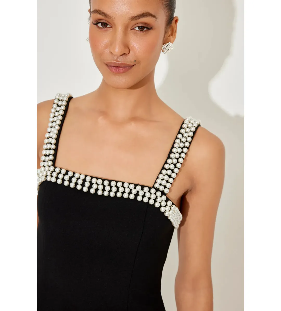 Odd Muse The Ultimate Muse Pearl Trim Mini Dress Black Size S/8 for rent on The Volte - main image